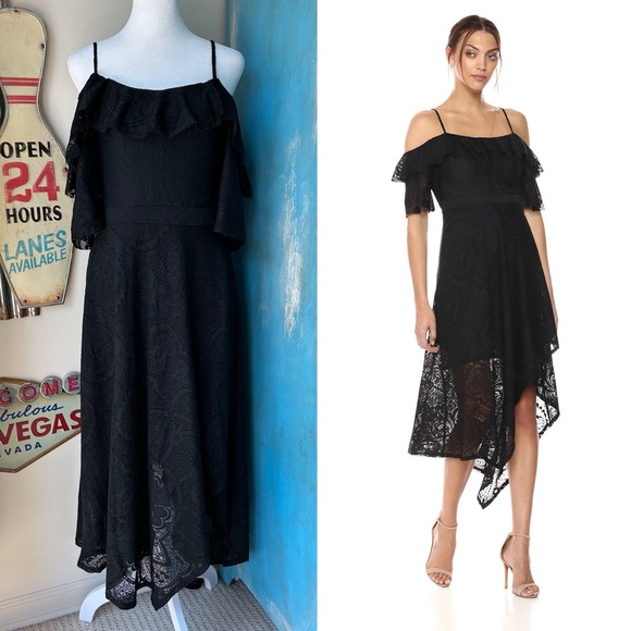 BCBGeneration Dresses & Skirts - BCBGMAXAZRIA Demi Cold-Shoulder Lace Midi Dress